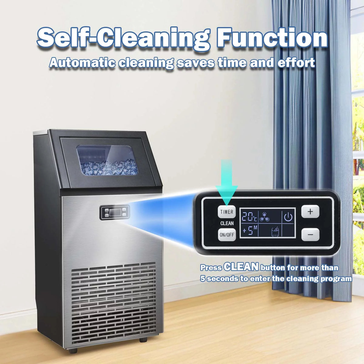 Commercial Ice Maker Machine 100LBS/24H Self-Cleaning Y212227
