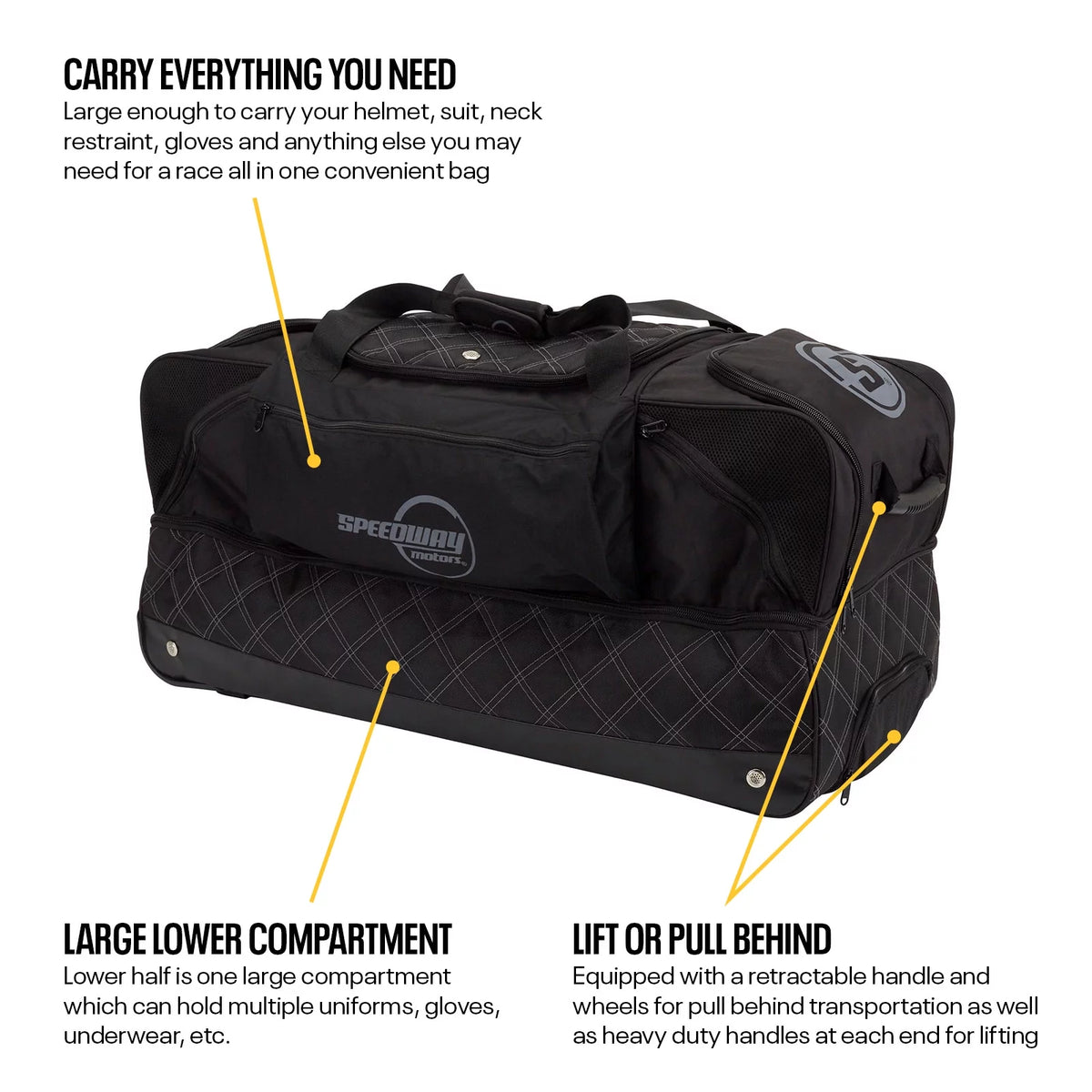 Large Multi-Compartment Nylon Travel Gear Bag with Wheels I6006