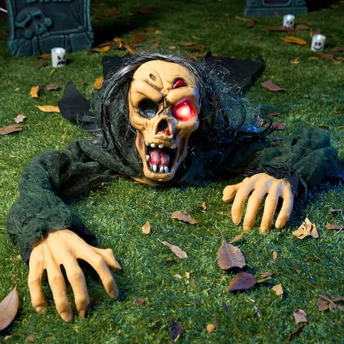 Halloween Outdoor Decoration Zombie Groundbreaker with Sound and Glowing Eyes P61465