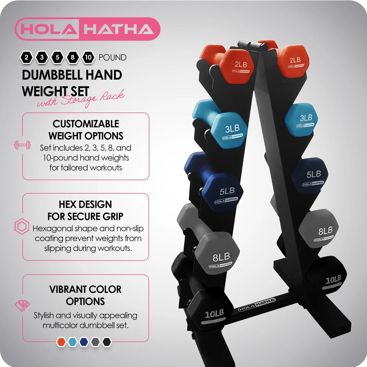Neoprene Dumbbell Weight Set with Rack K5668