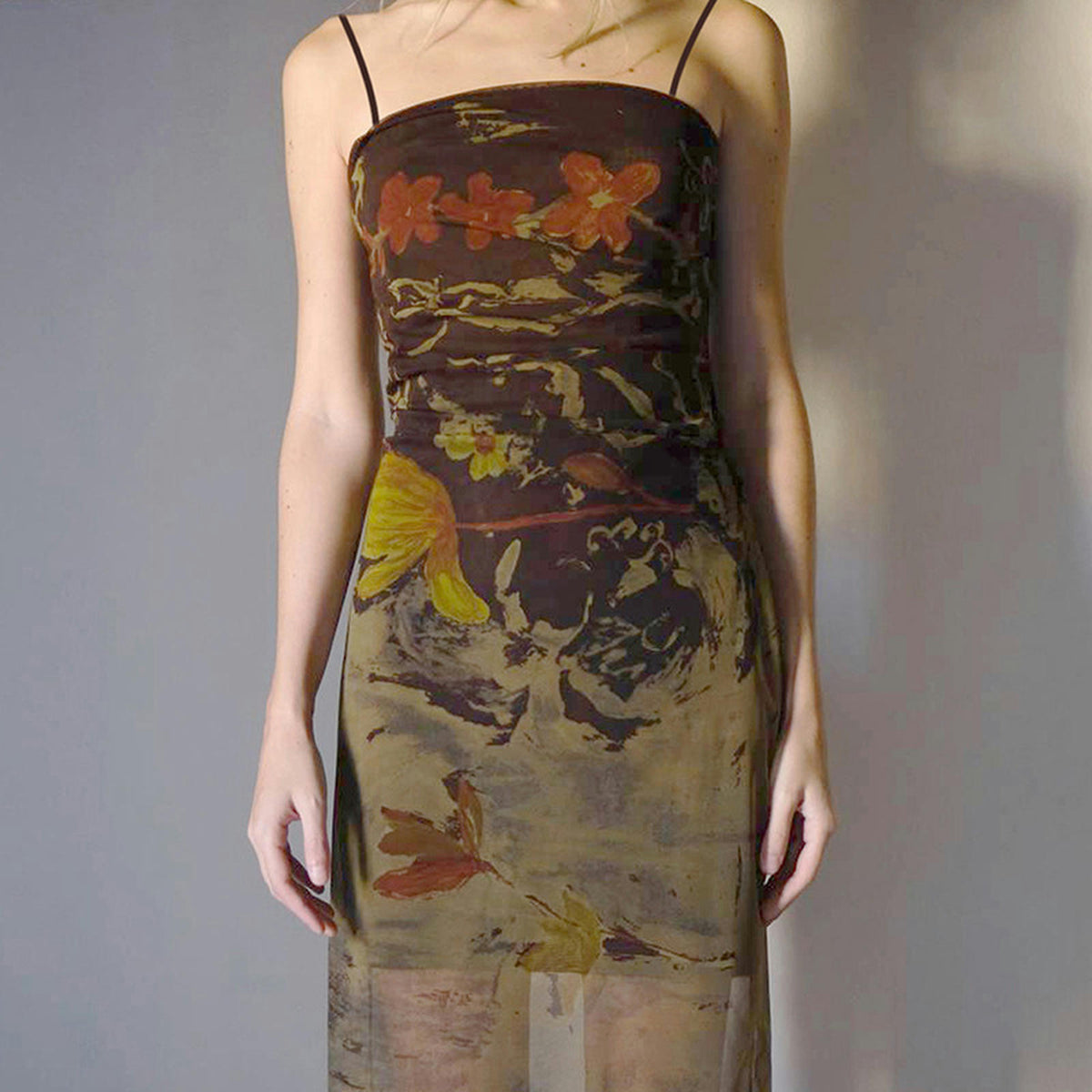 Brown Mesh Skirt E409
