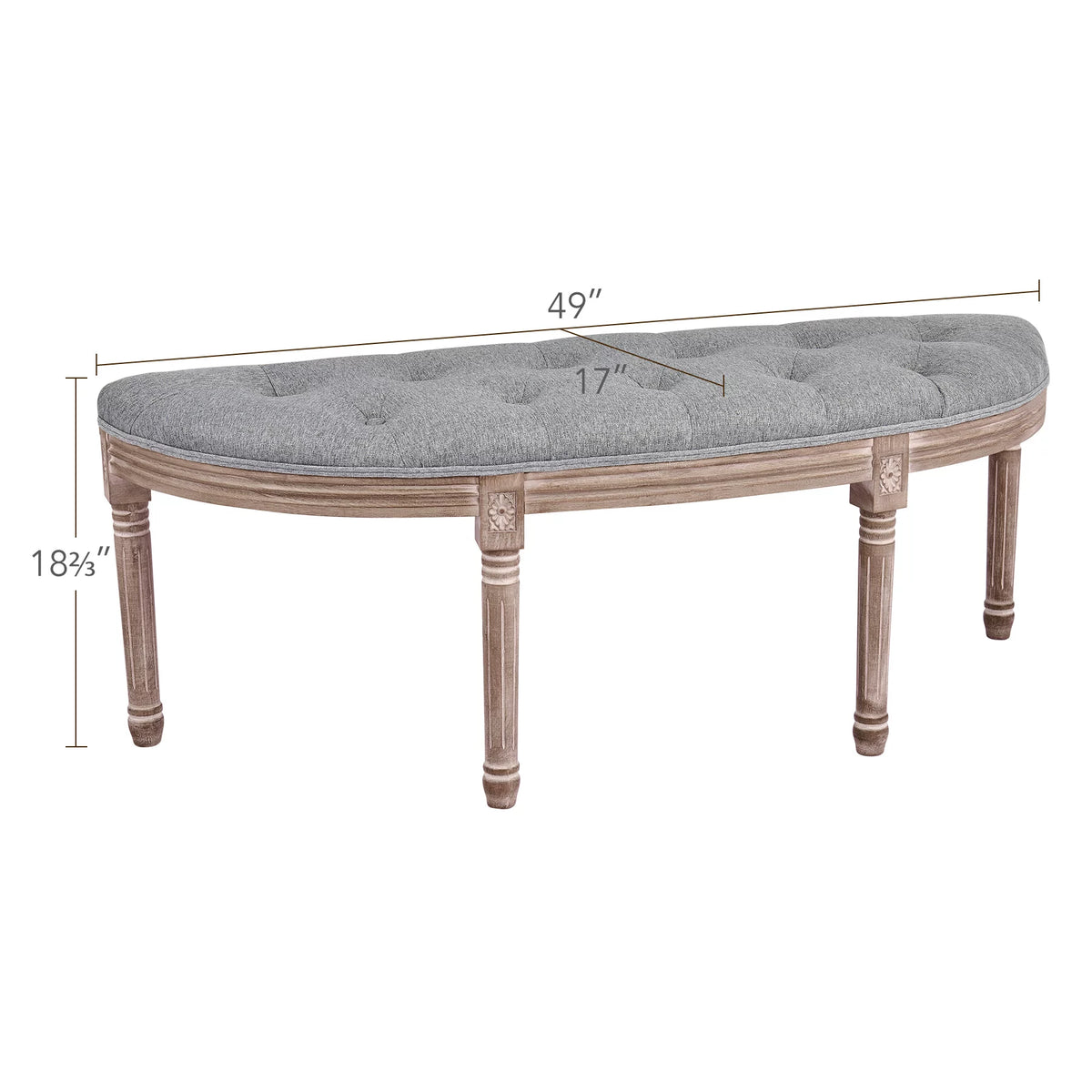 Gray Linen Upholstered Bench Q24959