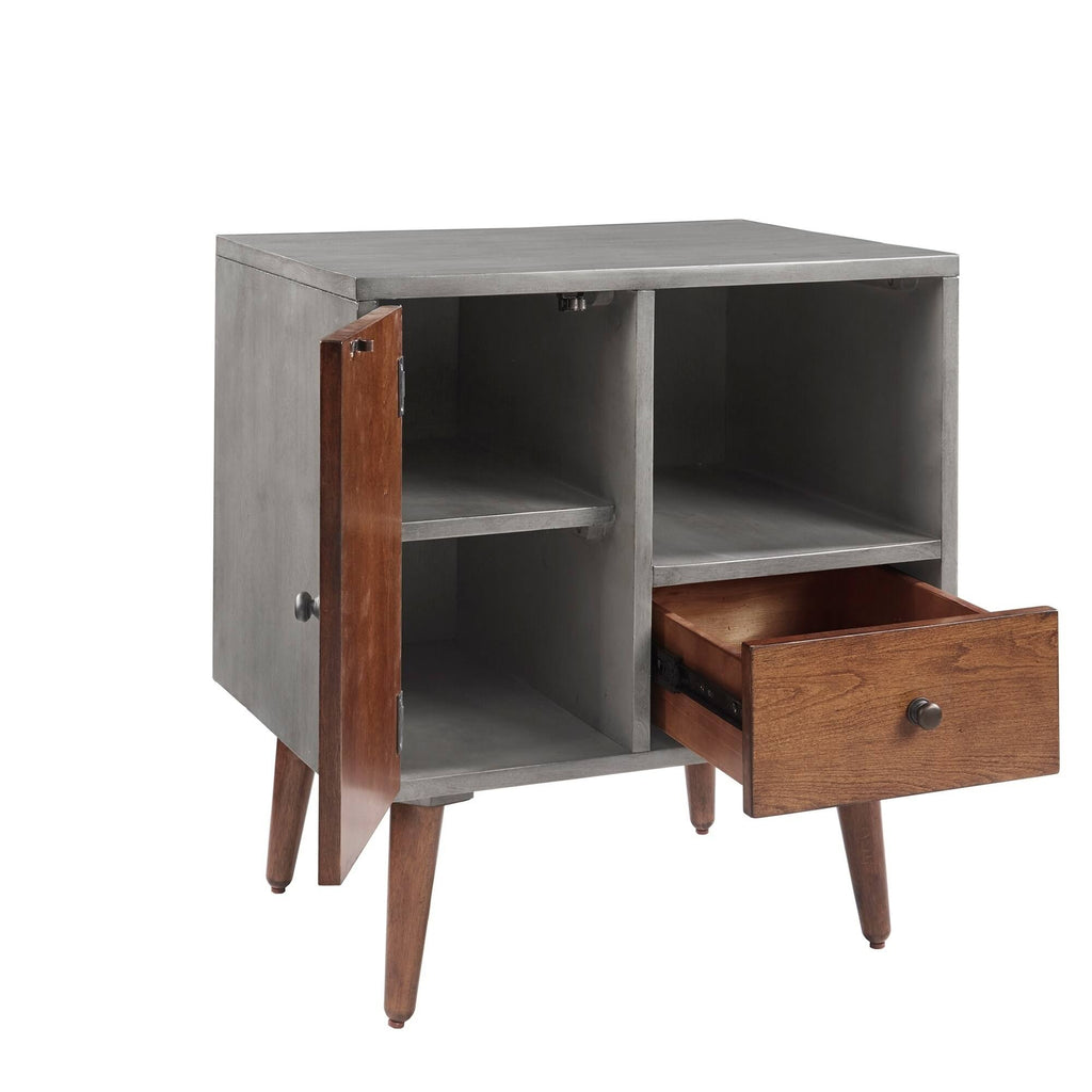 Grey 1-Drawer Storage Nightstand S1484