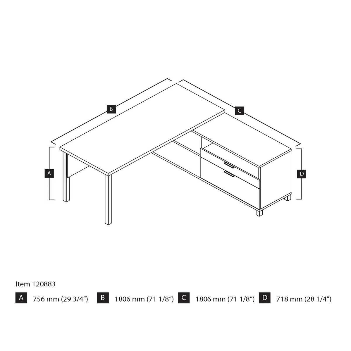 White Bark Grey L-Desk Z782982