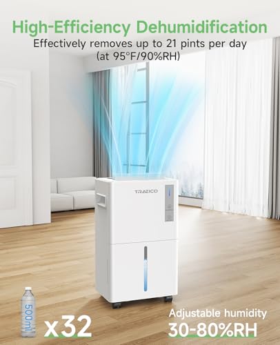 21 Pint Dehumidifier with Drain Hose, White D619932