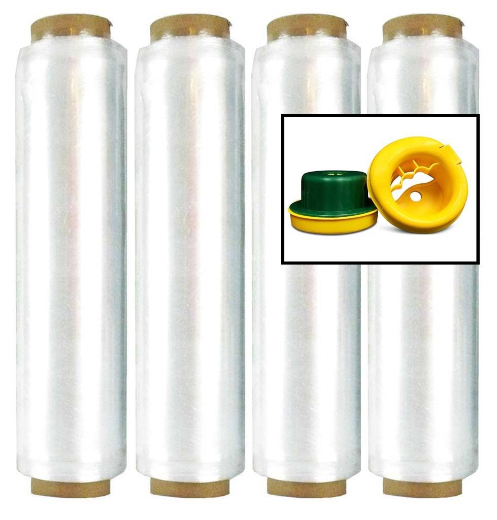 4 Rolls Clear Hand Stretch Wrap 17 inch x 1476 ft x 48 GA R239132