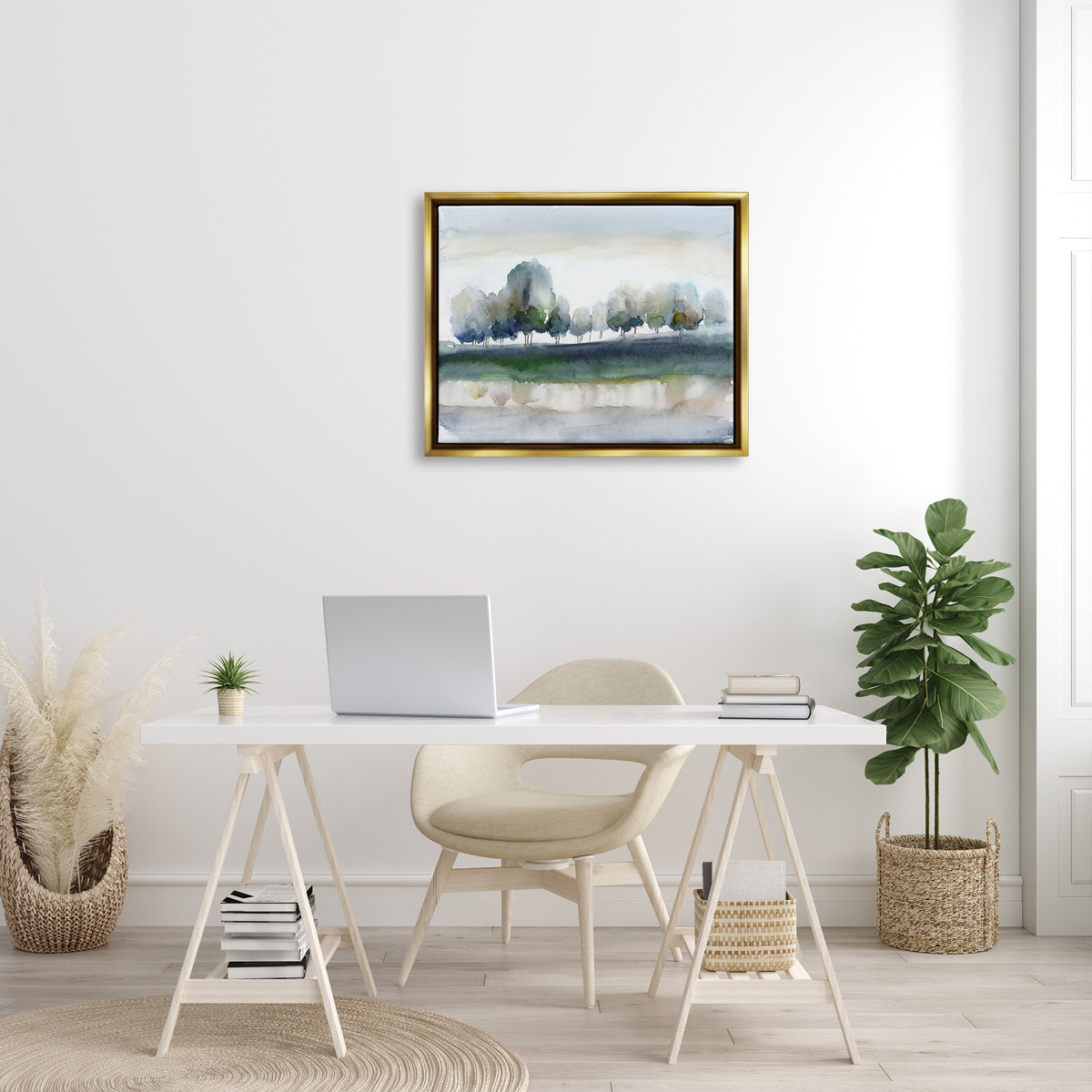 Metallic Gold Framed Canvas Print Wall Art S186958