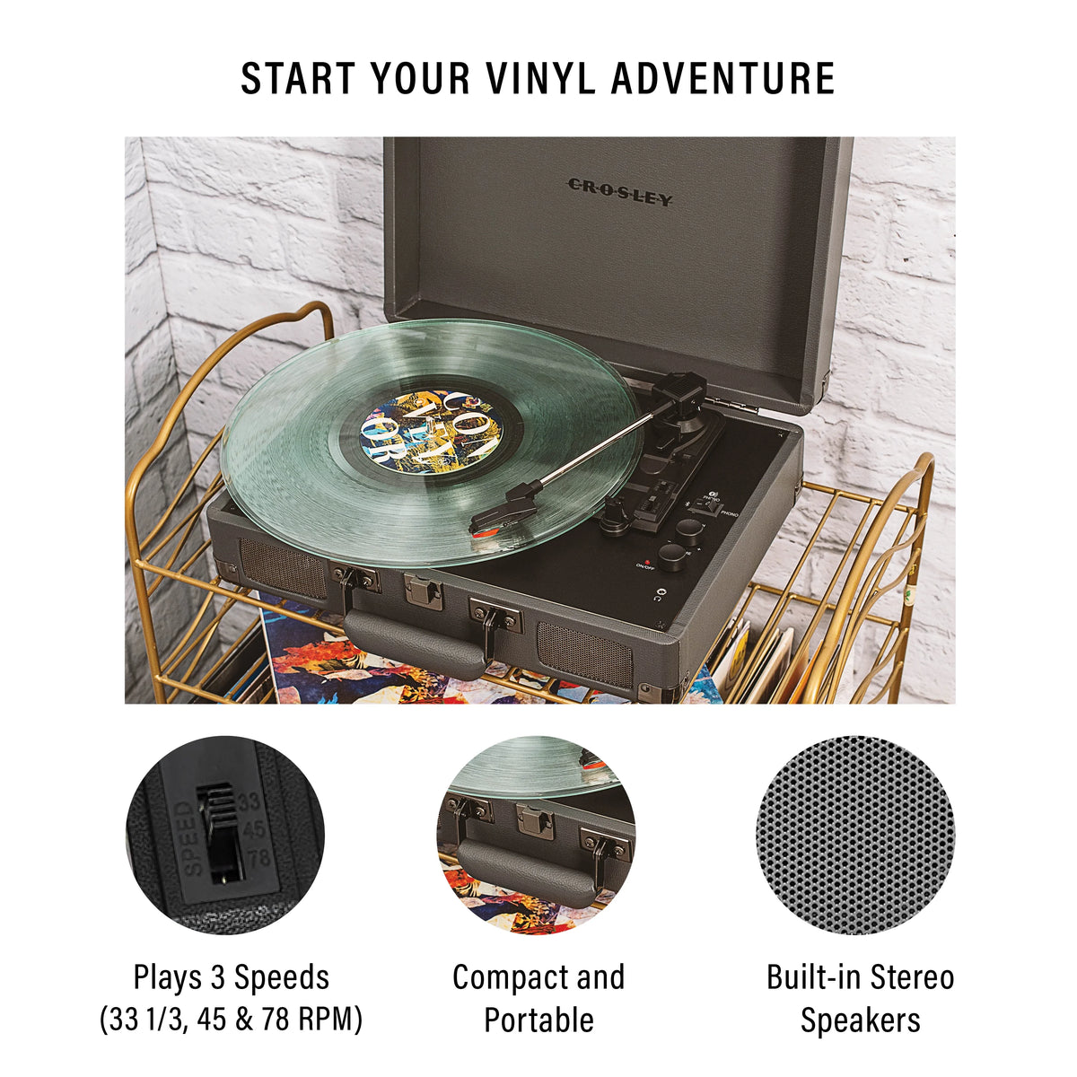 Vinyl Record Player with Bluetooth Turntable U7233