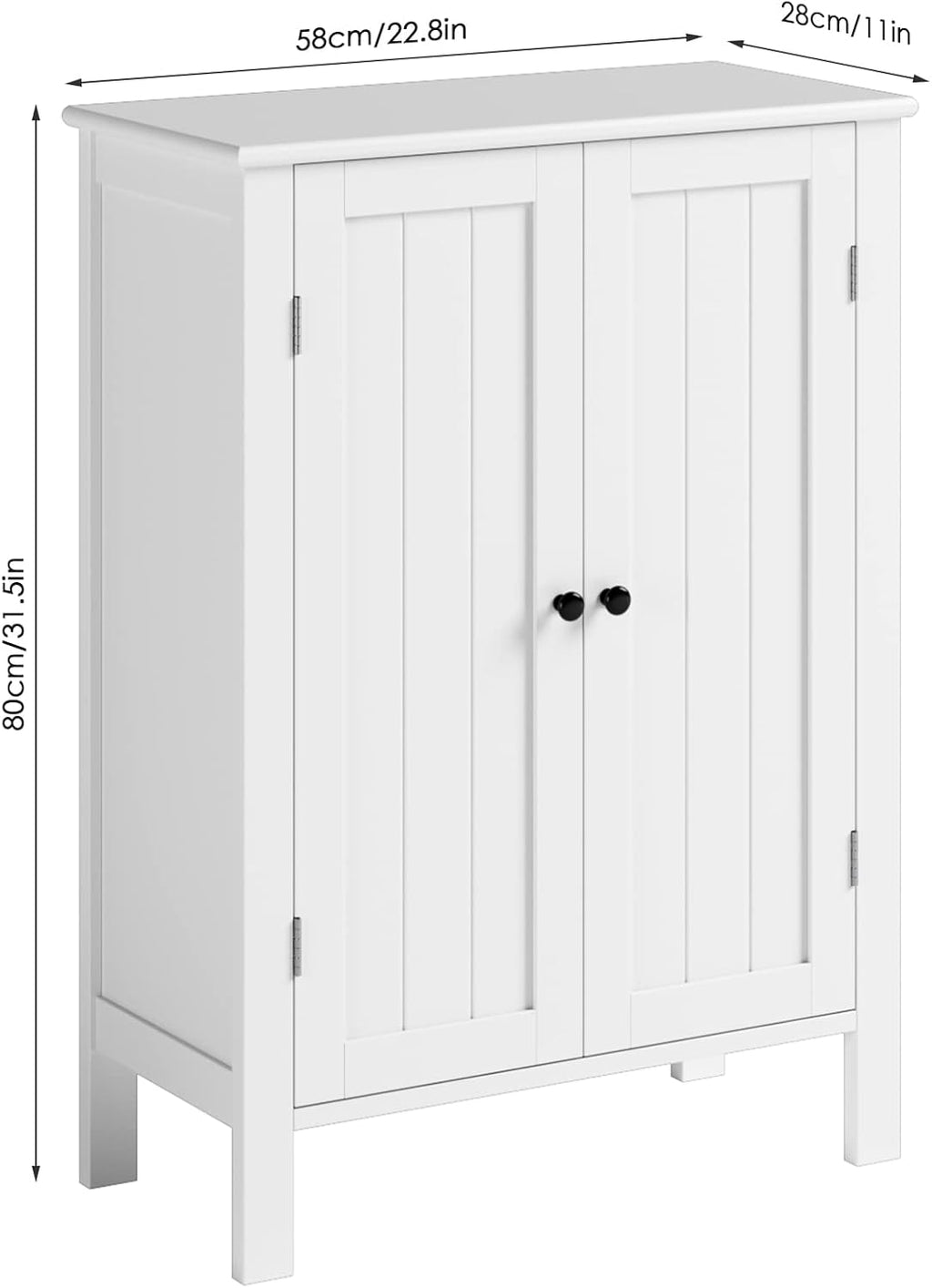 White 2 Door Bathroom Floor Cabinet with Adjustable Shelves H865087