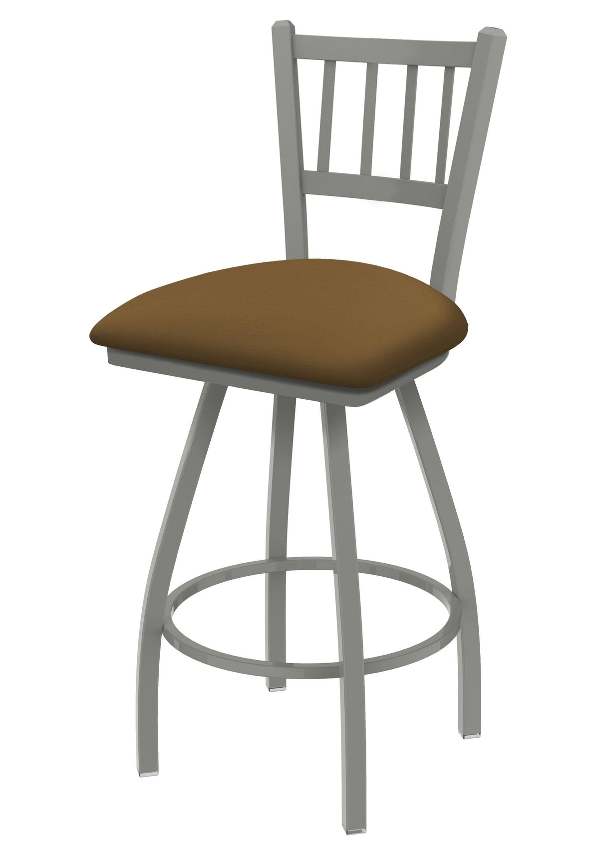 Swivel Bar Stool with Anodized Nickel Finish and Canter Saddle Seat U387565
