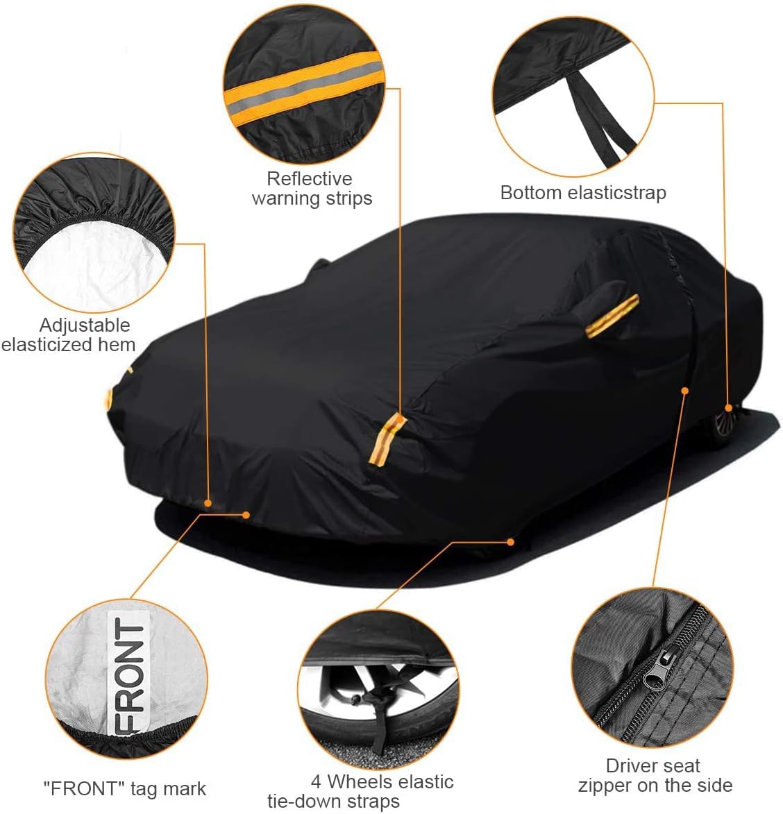 Sedan Car Cover Waterproof All Weather Full Car Cover Snow Hail Rain Sun UV Dust Protection Scratch Resistant Snow Winter (Fit for Car Size: 209''L x 79''W x 59''H (Approx)) Pack of 2 C3171