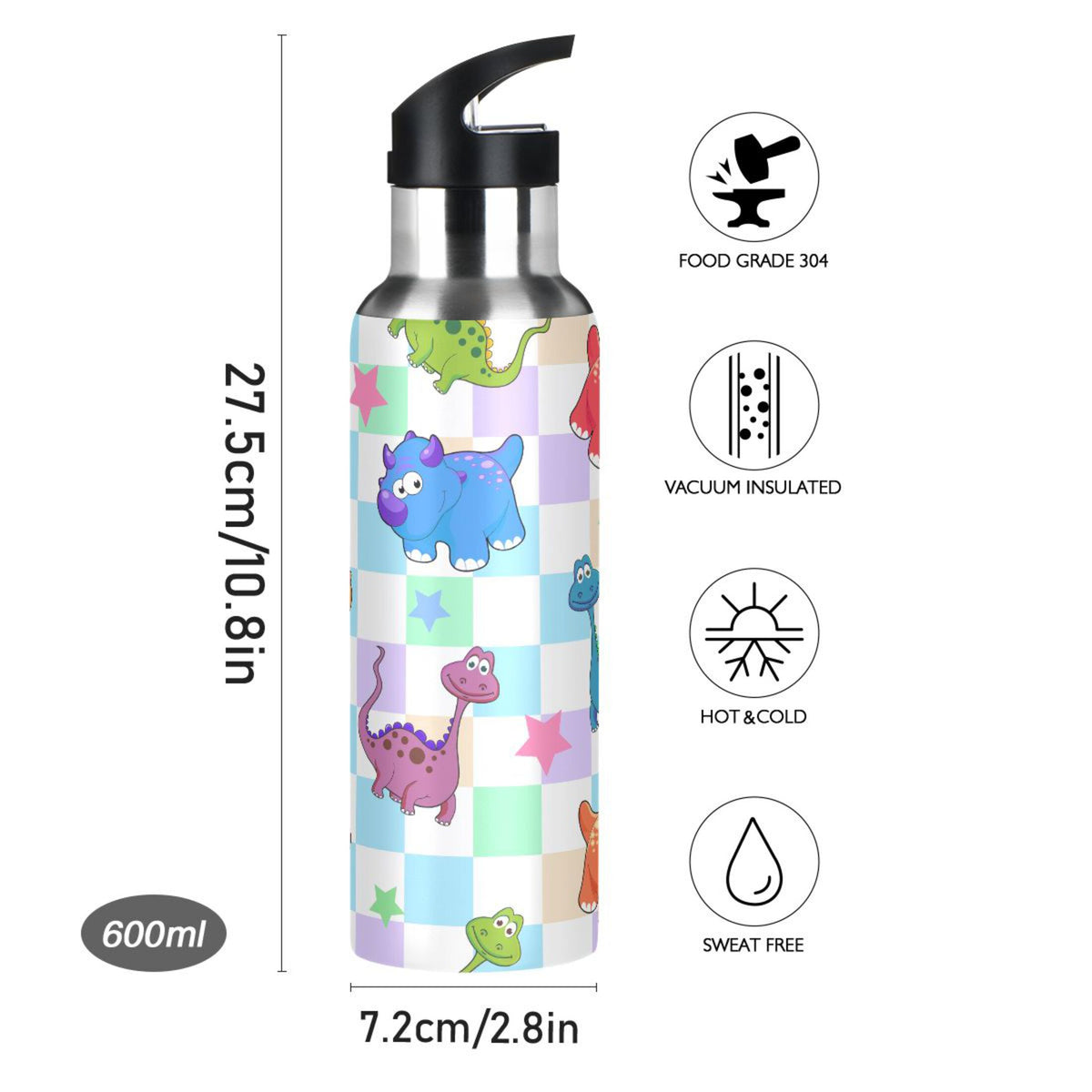 Stainless Steel Water Bottle with Straw Lid Vacuum Insulated 20 OZ O2085