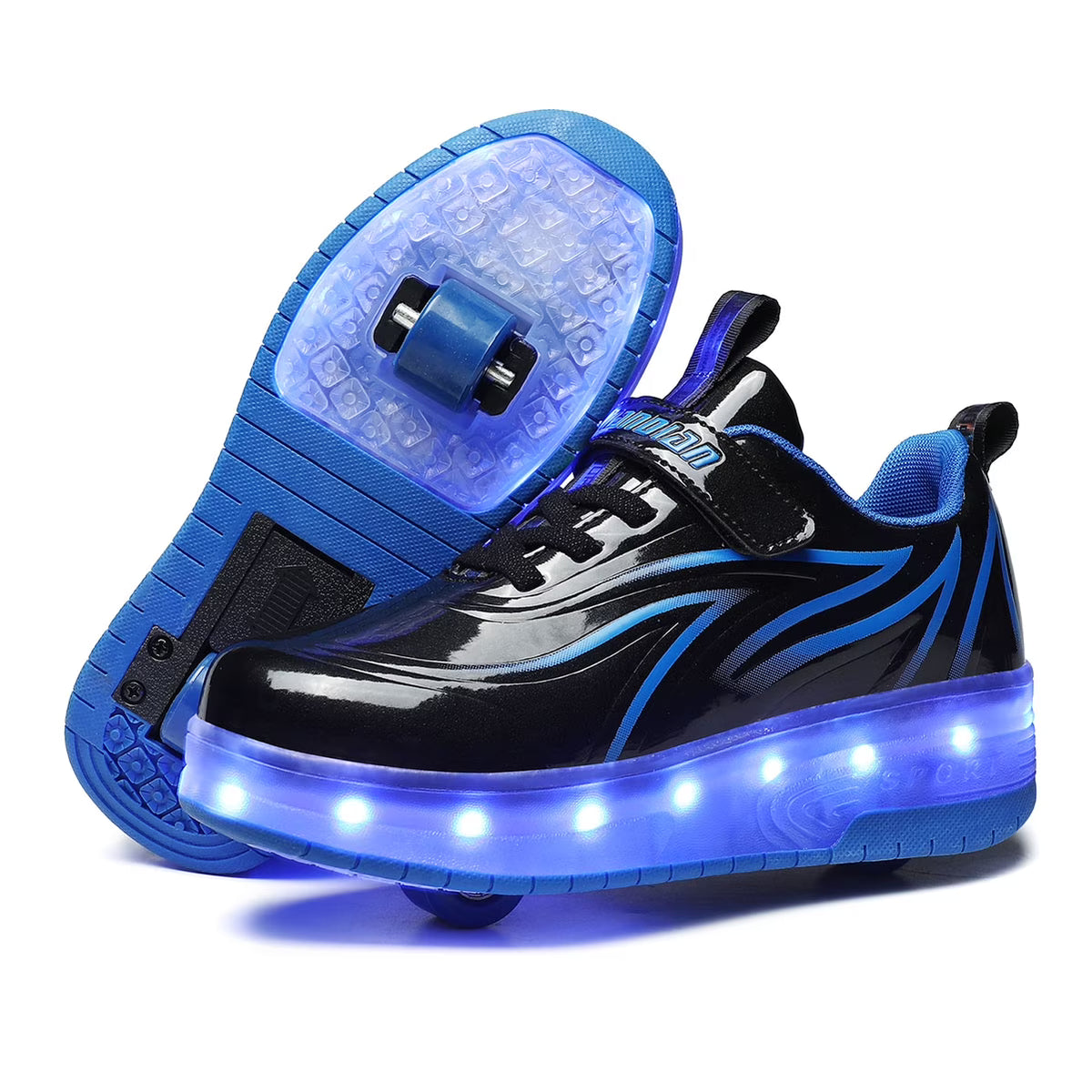 Kids Roller Skates LED Light Up Shoes 2 Wheel Skate Sneaker Z4798