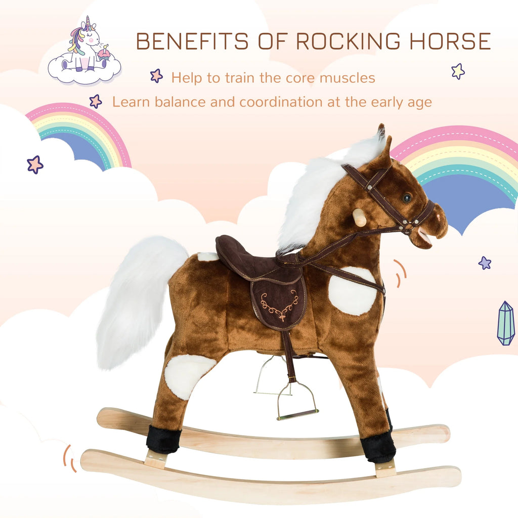 Plush Kids Ride On Rocking Horse Toy T119980