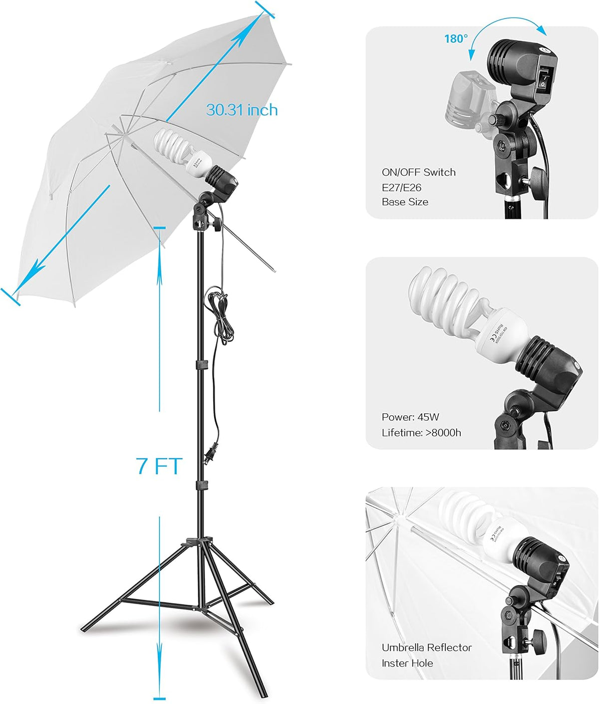 400W 5500K Photography Umbrella Lighting Kit G5713