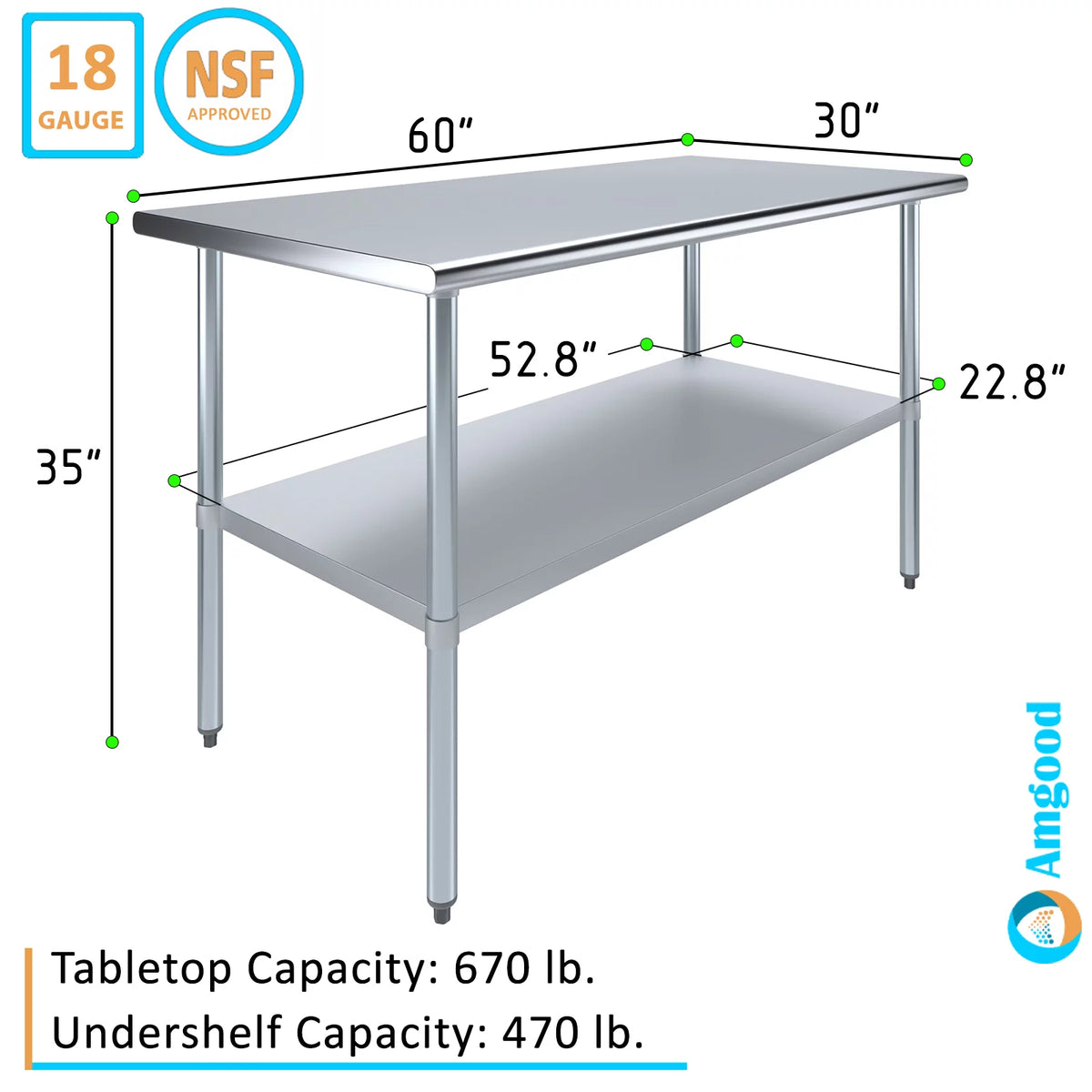 Stainless Steel Work Table with Undershelf V7551