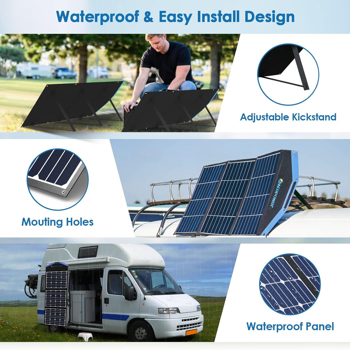 90W Foldable Solar Panel Suitcase with USB QC 3.0 DC Type-C 4 Outputs O757390